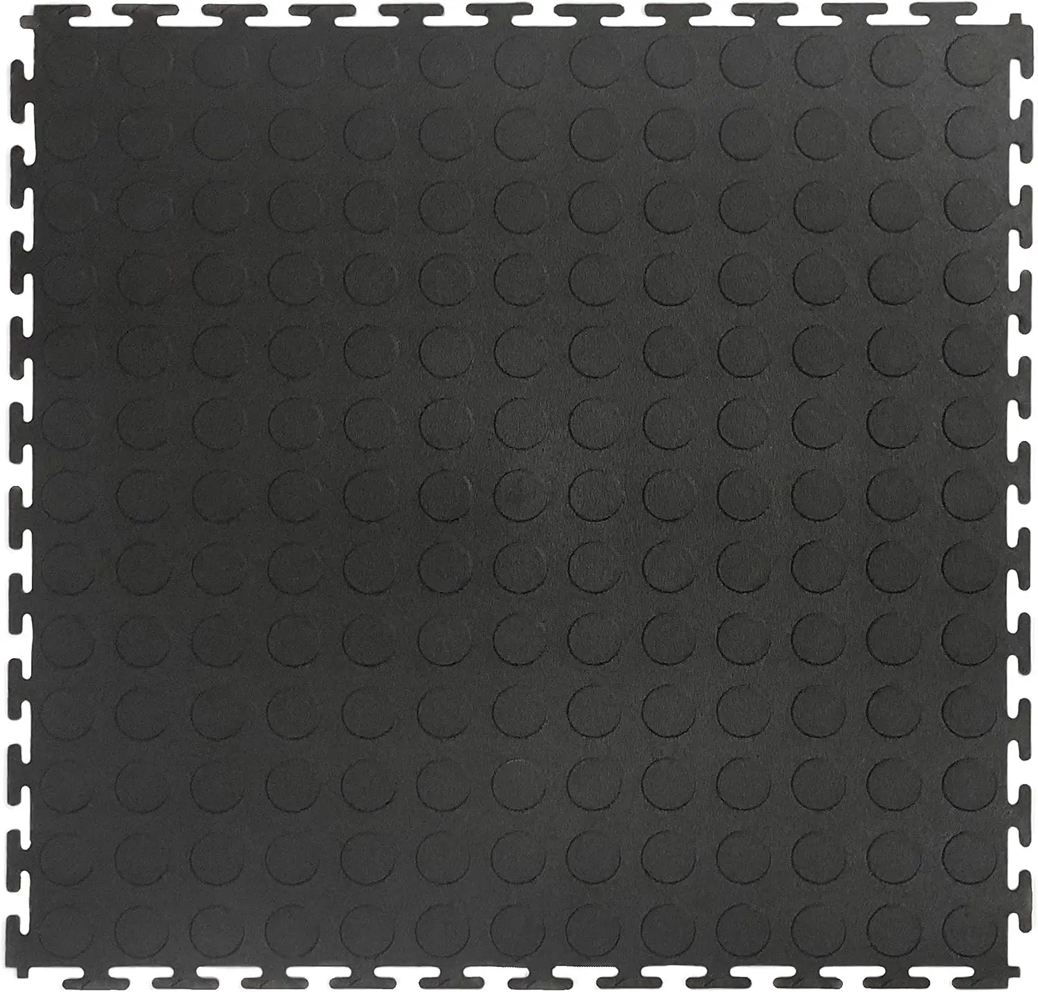 Garage Floor 18 x 18 inch Square Plastic Raised Coin Interlocking Floor Tiles for Home Gym, Garage Flooring, Trade Show Flooring