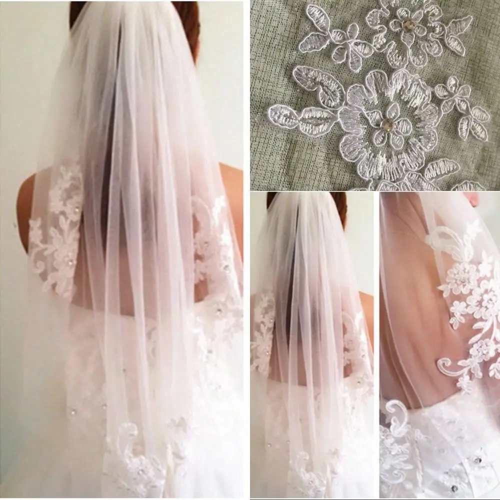 Hot White Ivory High Quality Simple Short Elbow Length With Comb Bridal Veils Comb Soft Wedding Veil Accessories for Brides