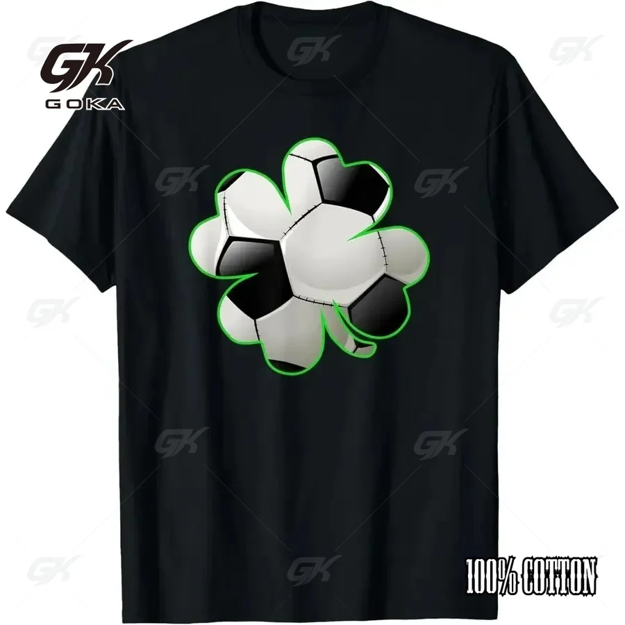Football Four-leaf Clover St. Patrick's Day T-shirt, Casual Crew Neck  Short Sleeve Tops, St. Patrick's Day T-shirt Hipster