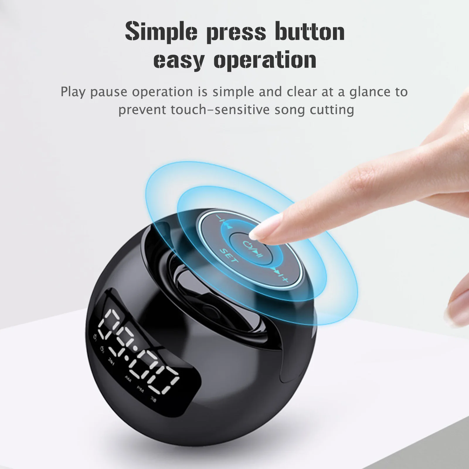 RGB Colorful Bluetooth Compatible with 5.0 Ball Portable Alarm Clock with LED Display Wake Up Clock Christmas Gift Home Decor