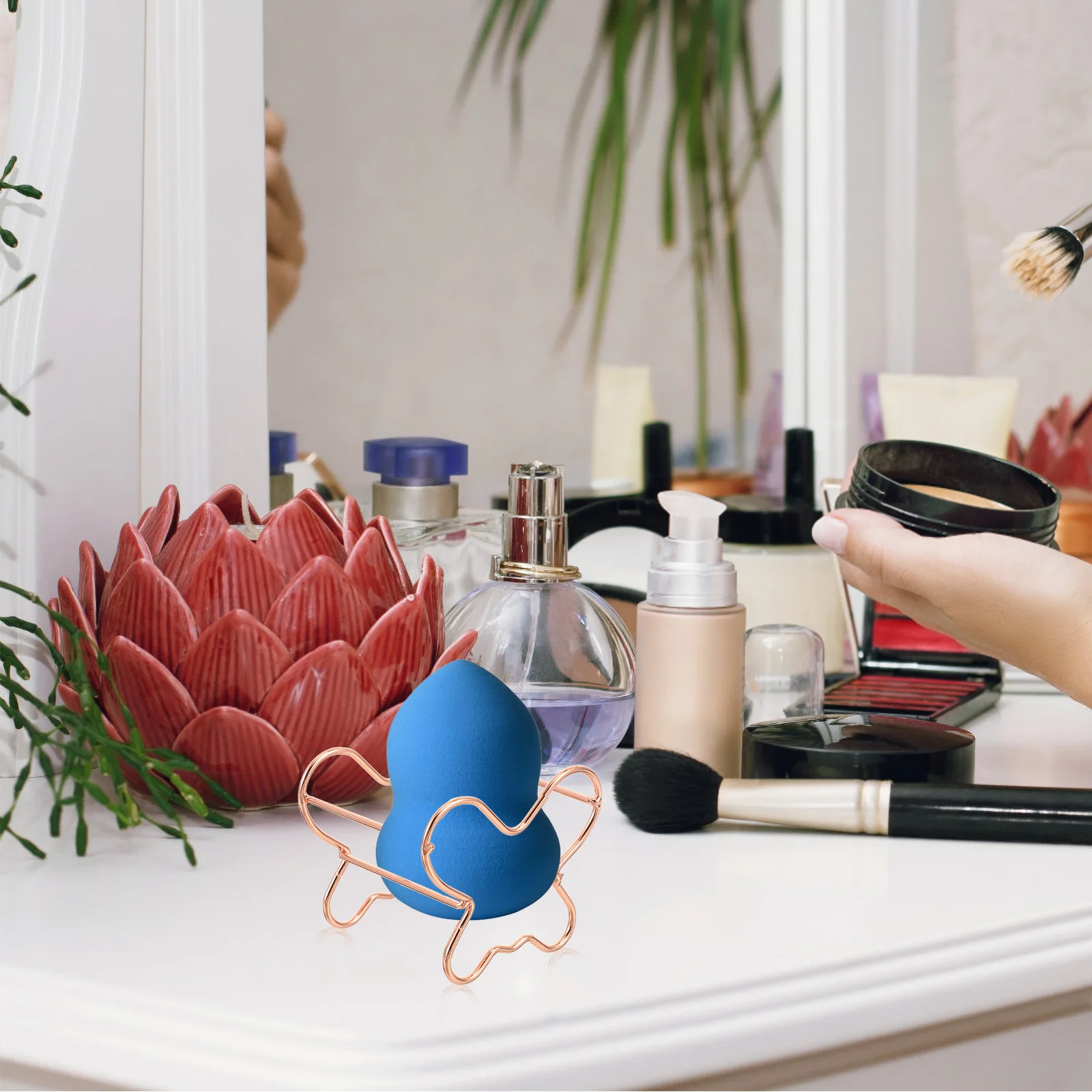 4 stuks make-up sponshouders metalen schoonheid spons droogrekken compacte praktische poederdons stand herbruikbare cosmetica eierhouder