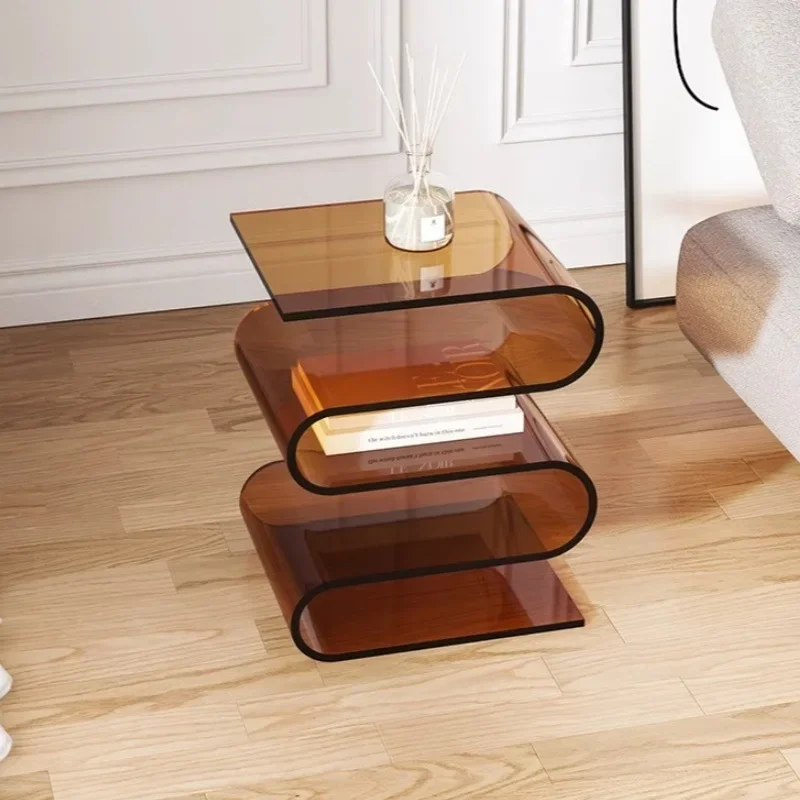 

Acrylic bedside table storage cream wind transparent sofa edge several Internet celebrities home bedroom minimalist magazine