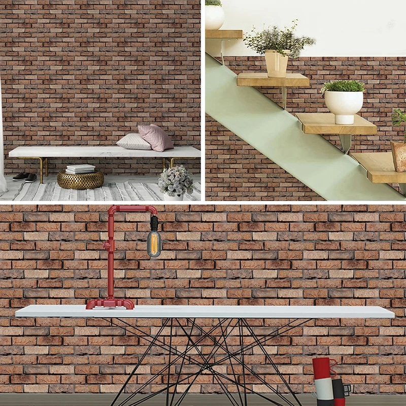 Three-dimensional Wallpaper Brick Tile Sticker 3d Tearable 10 Pieces A Set Of Waterproof And Heat-resistant Renovation