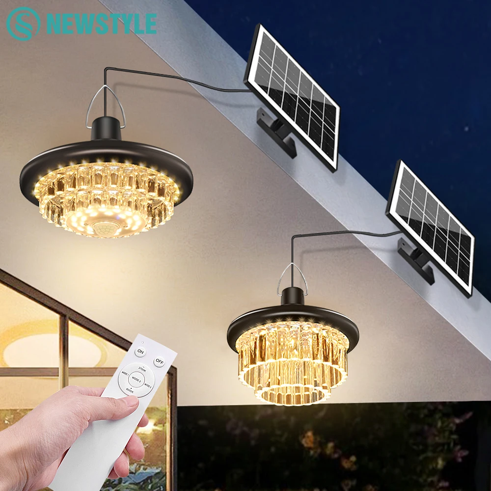

Crystal LED Solar Shed Light Outdoor Indoor Solar Garden Powered Light Waterproof Solar Pendent Light Remote Control Garden Gaze