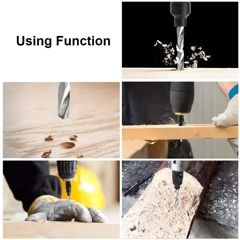 Trapano a testa svasata per la lavorazione del legno da 5 pezzi e smussatura trapano elicoidale per pasta fritta svasata con manico esagonale in un unico pezzo