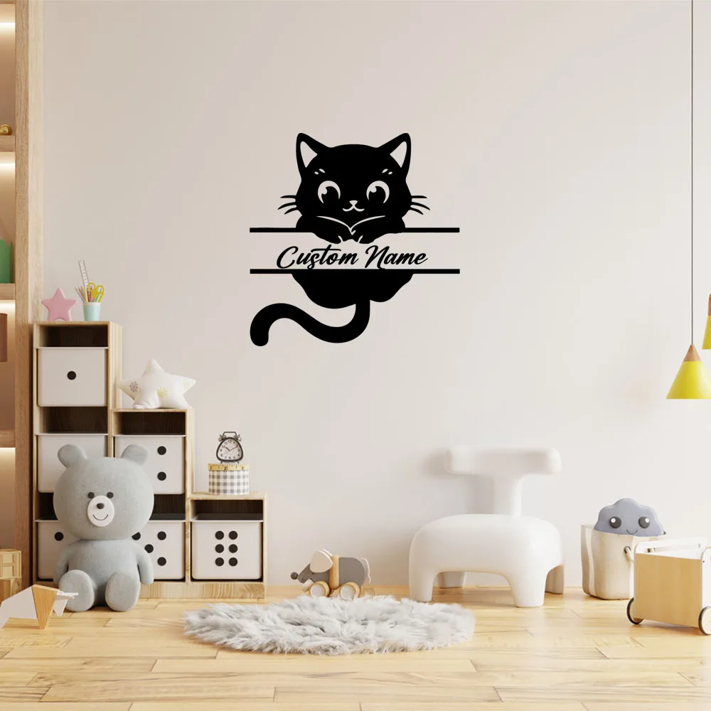 1PC Excellent Cat Customizable Name Wall Decals Pvc Mural Art Diy Poster For party decoration Vinyl Art Decal