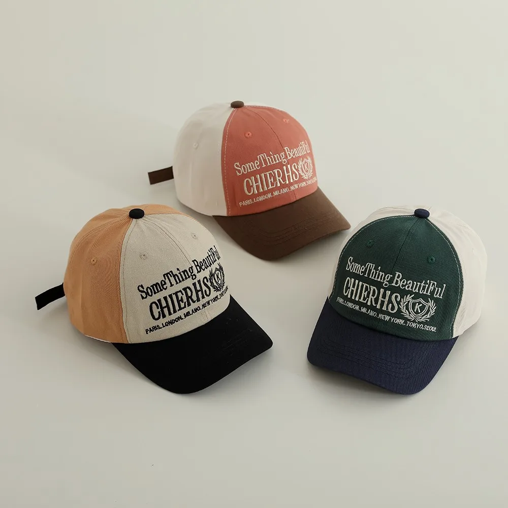 

New Baby Embroidery Letter Splicing Baseball Hat Boy Fashion Hats Cotton Girl Peaked Cap Kid Sunscreen Caps Toddler Casual Cap