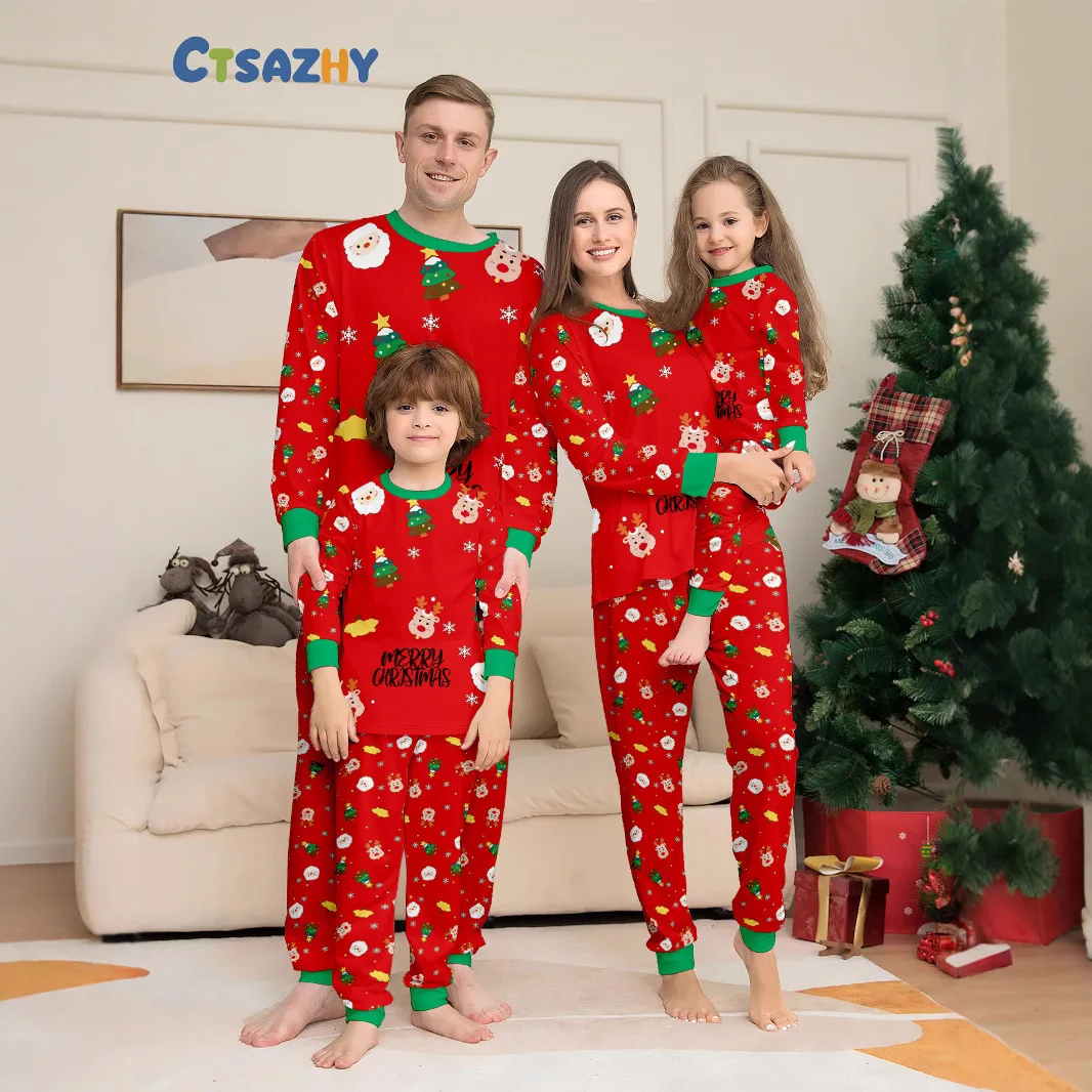 

Christmas parent-child pajama set printed family wear for boys girls babies and dogs family wear