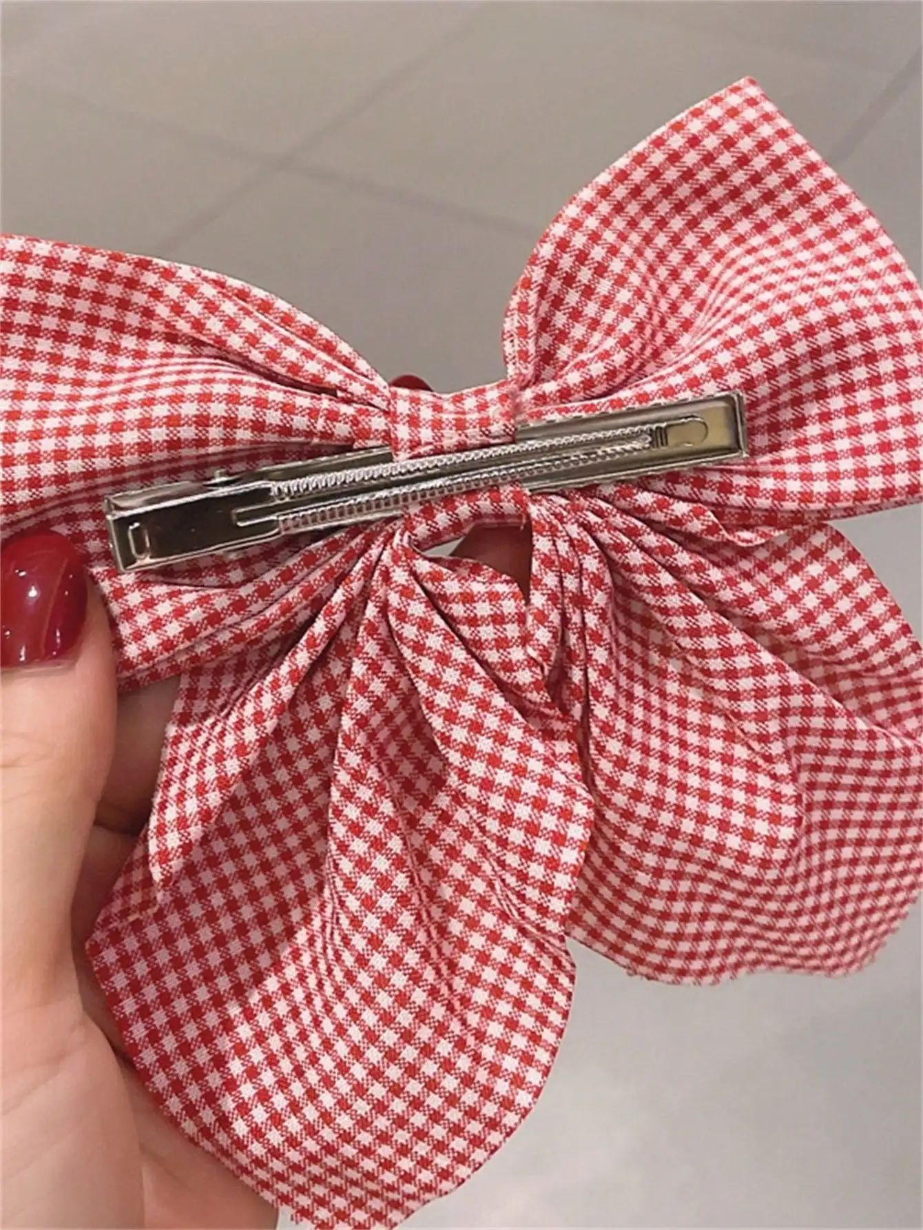 2 ladies new black red fashion temperament simple plaid bow hairpin girl head hair accessories