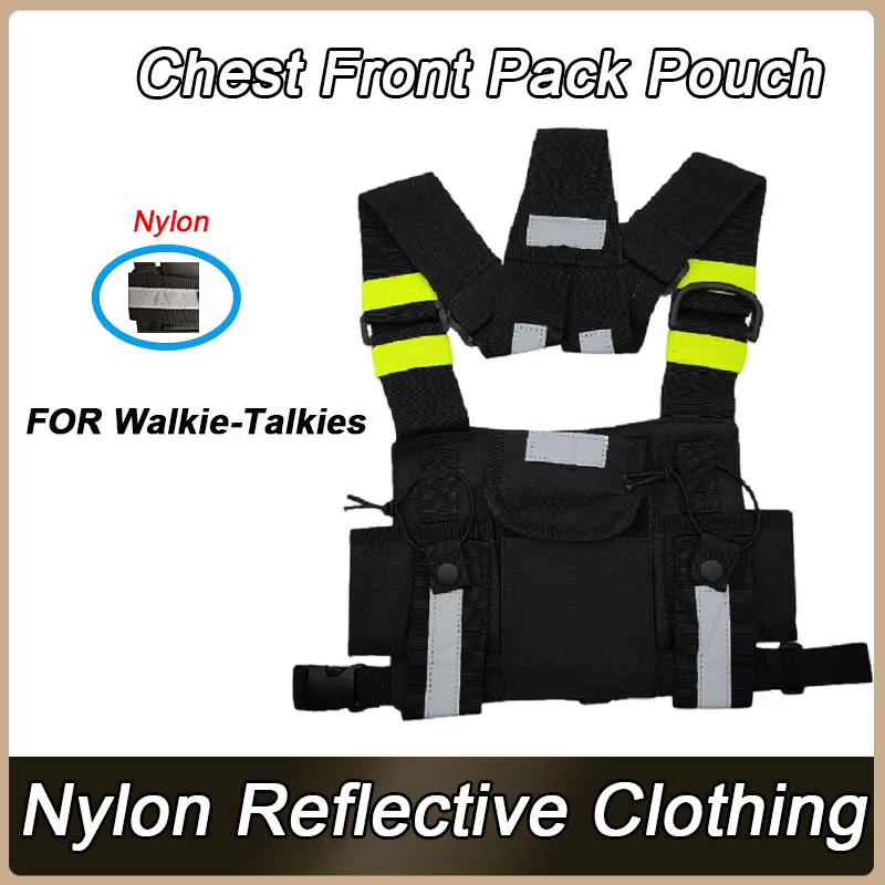 reflective-chest-harness-holder-bag-two-way-radio-front-pack-pouch-bag-adjustable-shoulder-strap-for-baofeng-walkie-talkie
