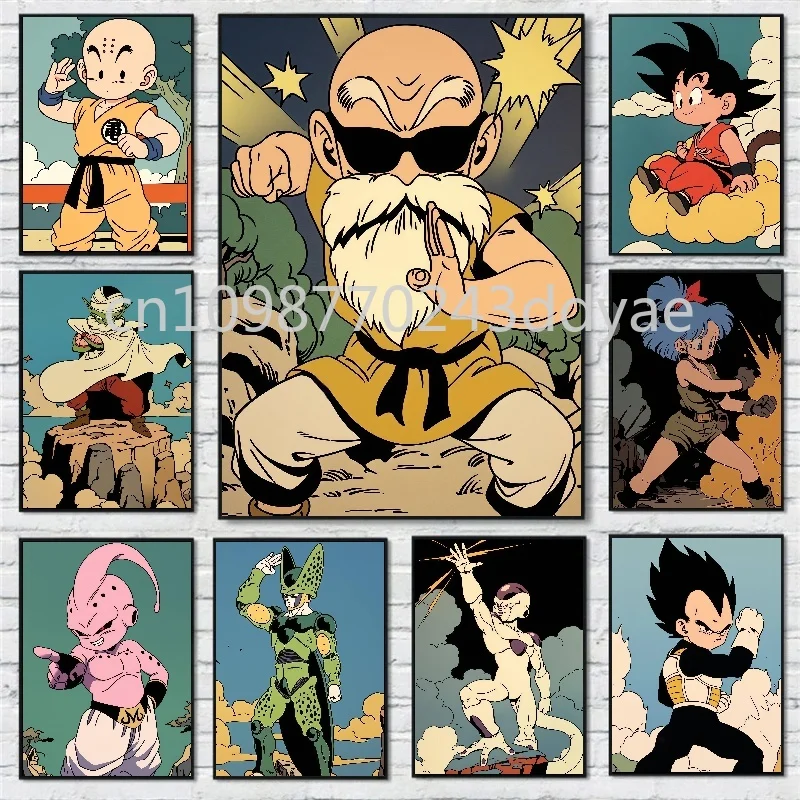 

Anime Dragon Ball Poster Wukong Vegeta Bulma Turtle Fairy Colorful Printing Canvas Painting Children's Room Wall Decoration Gift