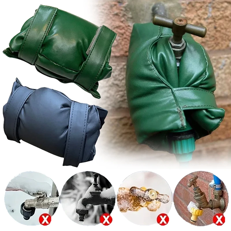 

1PC Waterproof Faucet Cover - Leather Style Freeze Protection with Insulated Design for Outdoor Spigots Easy Install Winterizing