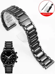 Compatible with Armani Men's AR1507 AR1509 Black Samurai Ceramic Watch with AR11242 Women's White Bracelet