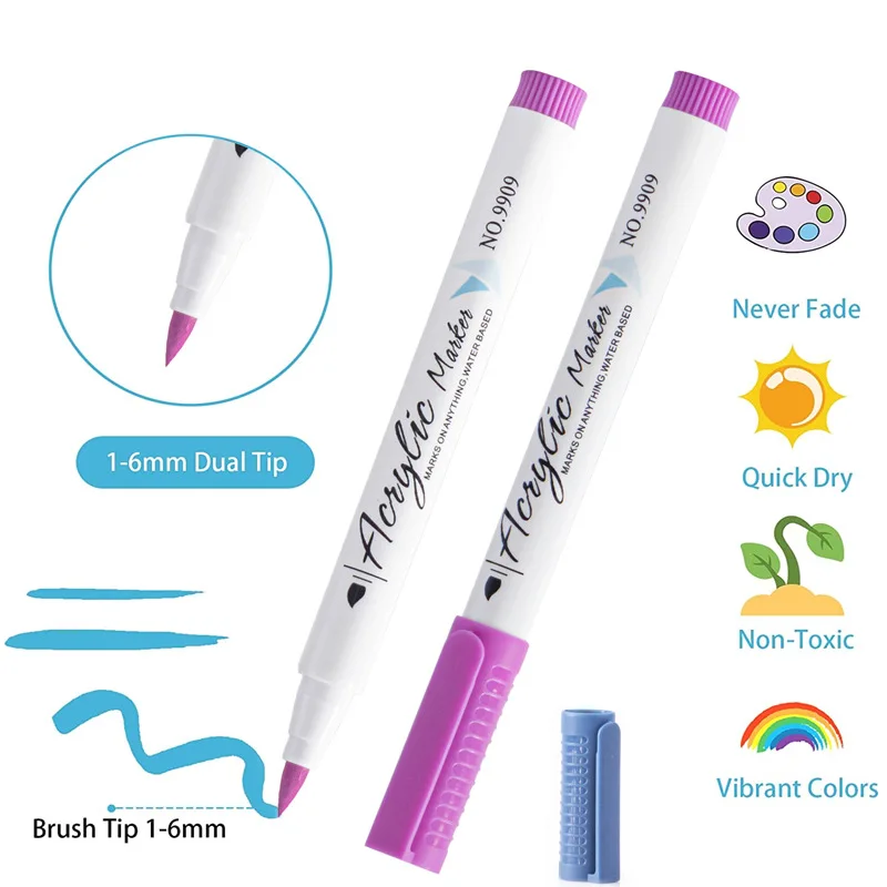 12/24/36Colors marker pen Paint Art Marker Soft Tip Pen for Children Stone Paint Ceramic Glass Wood Fabric Painting