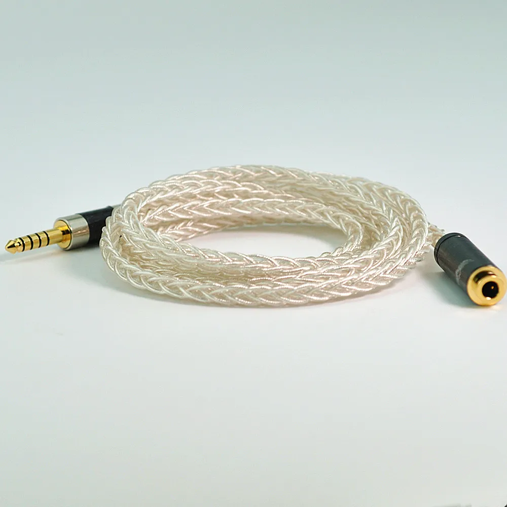 

8-жильный однокристальный медно-серебряный кабель-удлинитель для наушников с разъемами 3,5 мм (мама-мама)