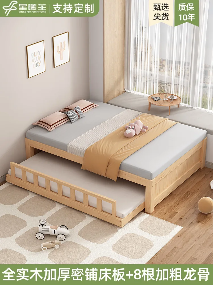 

Каркас кровати-скелета из цельного дерева, татами, ряд с ящиком, бревно без прикроватной кровати