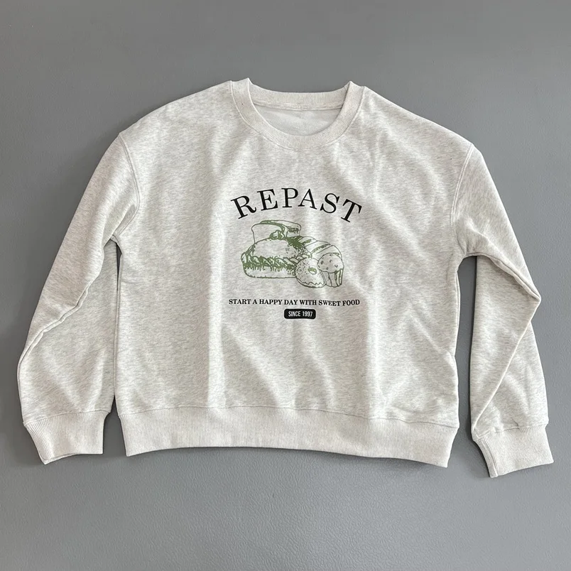 Felpa in spugna senza cappello Top da donna Donna Primavera Casual con cappuccio Nastro in stile coreano Fodera soffice Kawaii ricamato giovanile GF