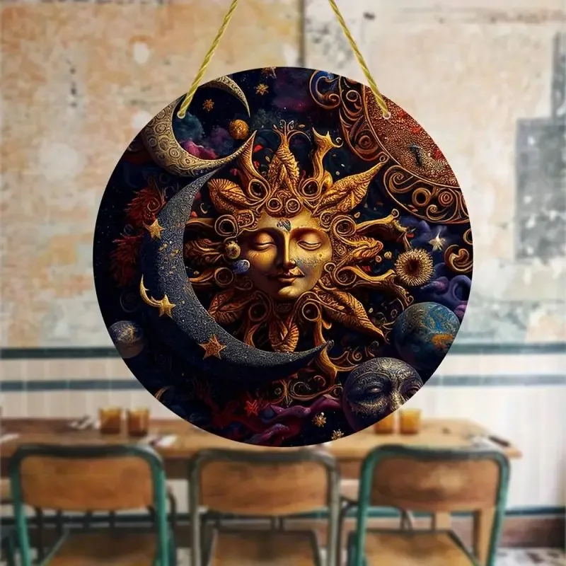 Moon Sun Print Stained Suncatcher Window Acrylic Aesthetic Art Ornament Wall Hanging Pendant Home Living Room Garden Decoration