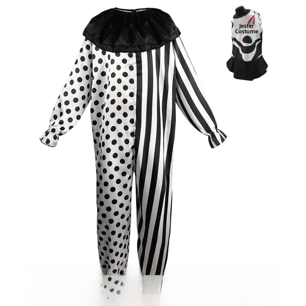 Nuovo vestito da clown da gioco Bla e White loween Carnevale Masquerade Par Costume da spettacolo teatrale cosplay