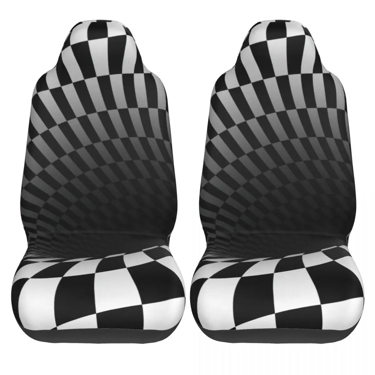 Retro, Abstract, Black And White, Geometric, And Illusion 3D Monotone Mystery Vortex Car Seat Cover Custom Printing