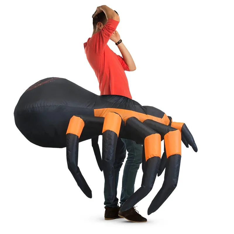 زي سبايدر قابل للنفخ للبالغين، أزياء مضحكة لتفجير الهواء، أزياء عنكبوت لحفلات الهالوين التنكرية