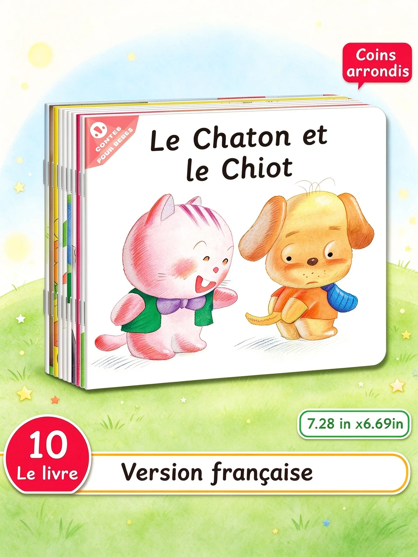 Set of 10 French storybooks featuring cute animal illustrations—perfect for sparking imagination and ideal as a birthday gift.