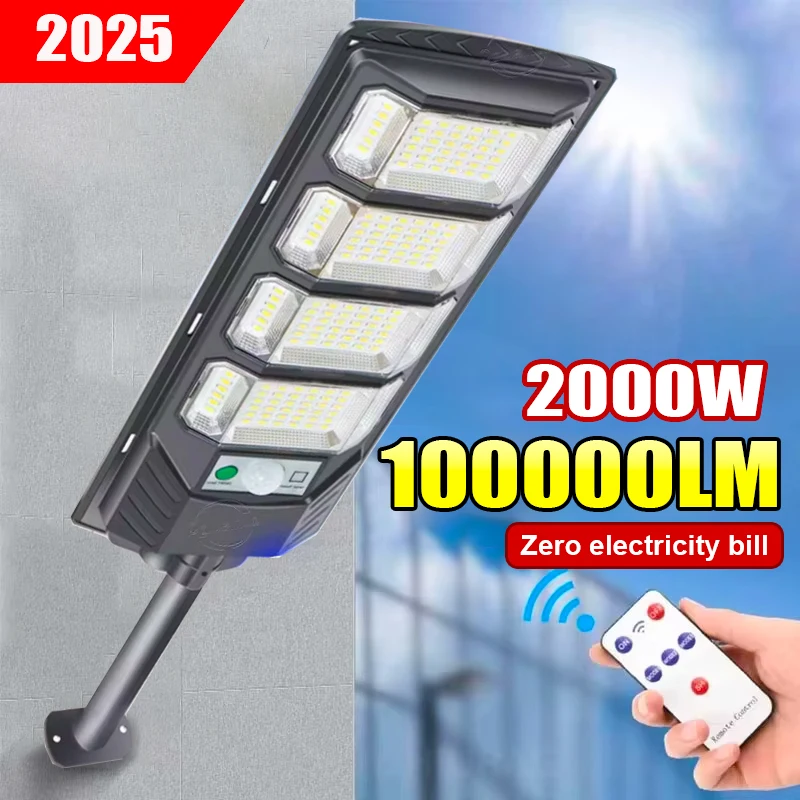 100000LM 2000W/1500W/1000W Solar Led Light Outdoor Powerful Outdoor Motion Sensor Solar Lamp Waterproof Garden Street Lamp