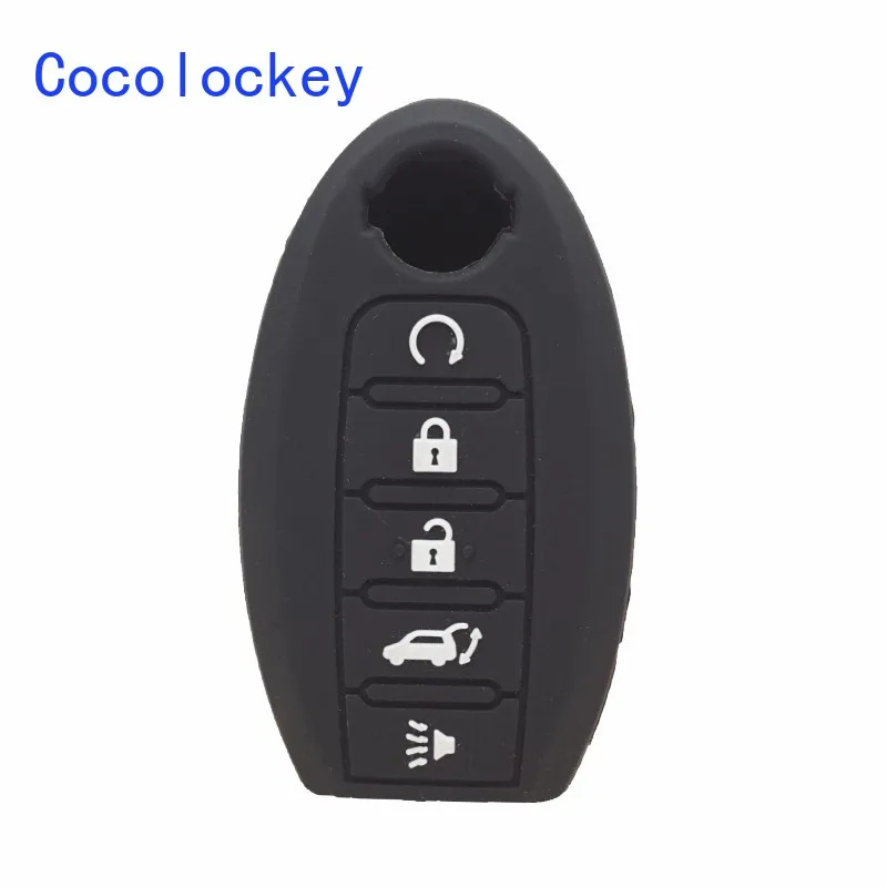 

Cocolockey SILICONE KEY COVER FOR Nissan Pathfinder 5 Buttons for Nissan Maxima Silicone Key Case Fob Holder Bag Car Accessories