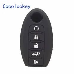 Cocolockey SILICONE KEY COVER FOR Nissan Pathfinder 5 Buttons for Nissan Maxima Silicone Key Case Fob Holder Bag Car Accessories