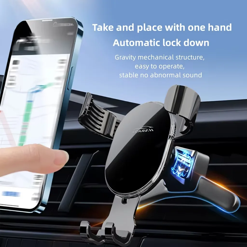 Lcars Automatic Locking Car Mount for Air Vent, Anti-Slip Universal Structure for Dashboard, Apple and Android Phone Navigation Holder