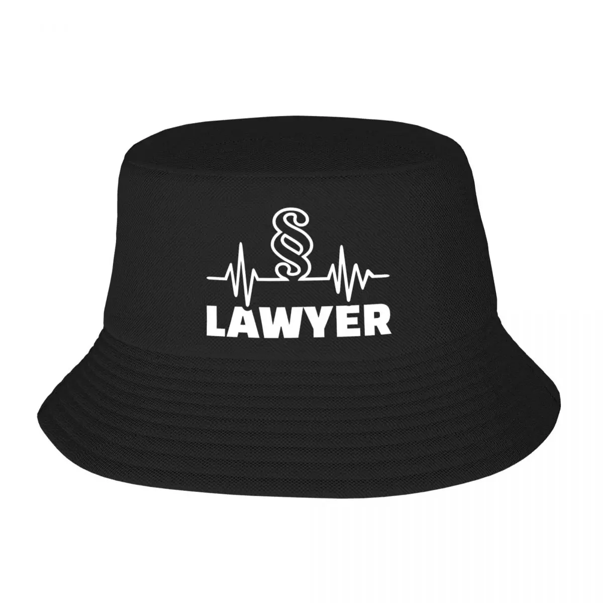 Custom Unisex Funny Law Gift Lawyer Heartbeat Bucket Hat Beach Sun Summer Fishing Hat