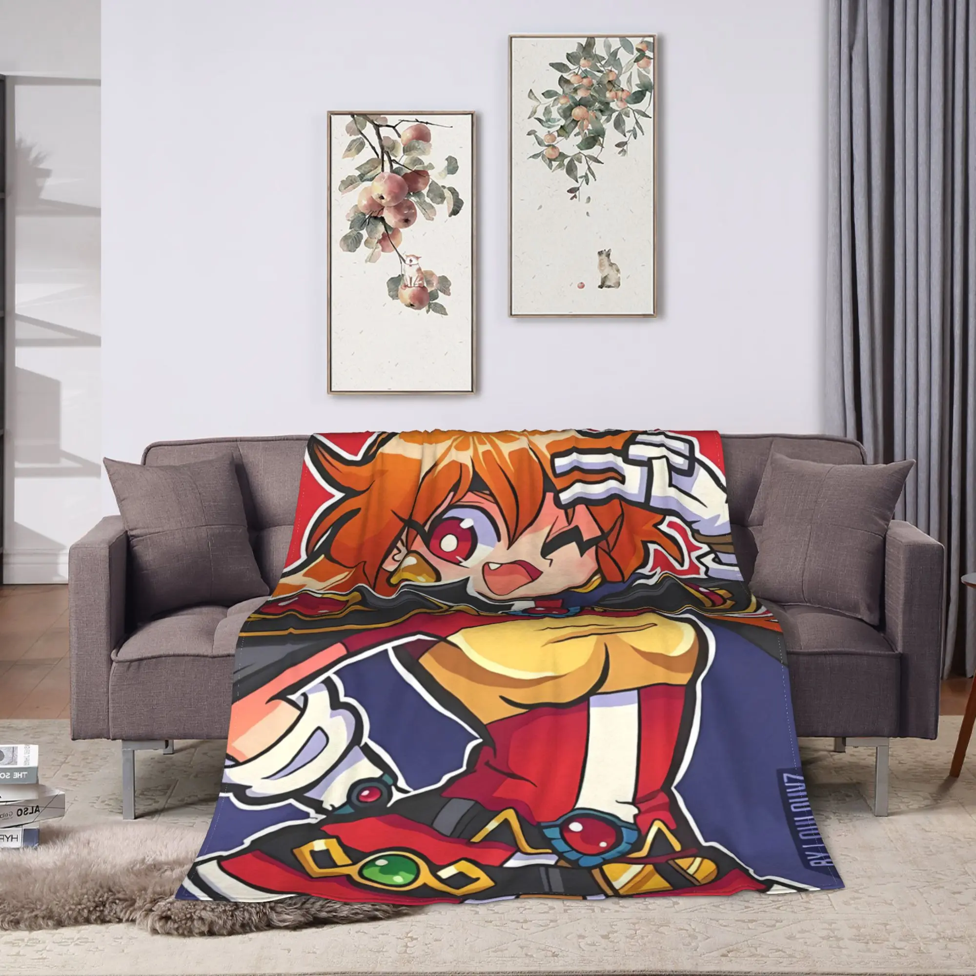 L-Linas Inversed Anime Print Blankets  Super Soft Aesthetic Plush Throw Blanket For Children Bedroom Flannel Bedspread Bed Cover