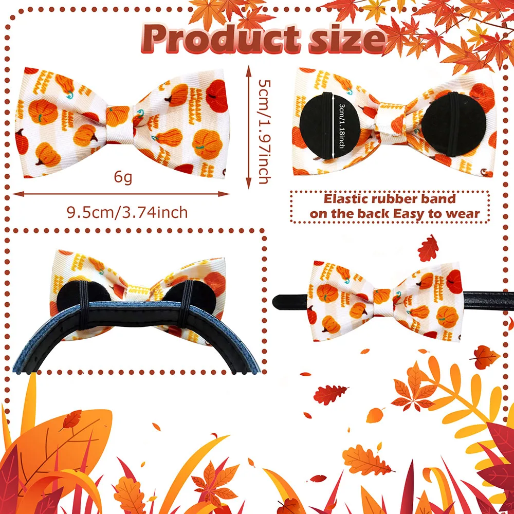 20/40PCS Autumn Dog Bows With Elastic Bands Pet Collars Accessories For Dogs Thanksgiving Day Removable Dog Bowties Pet Supplies