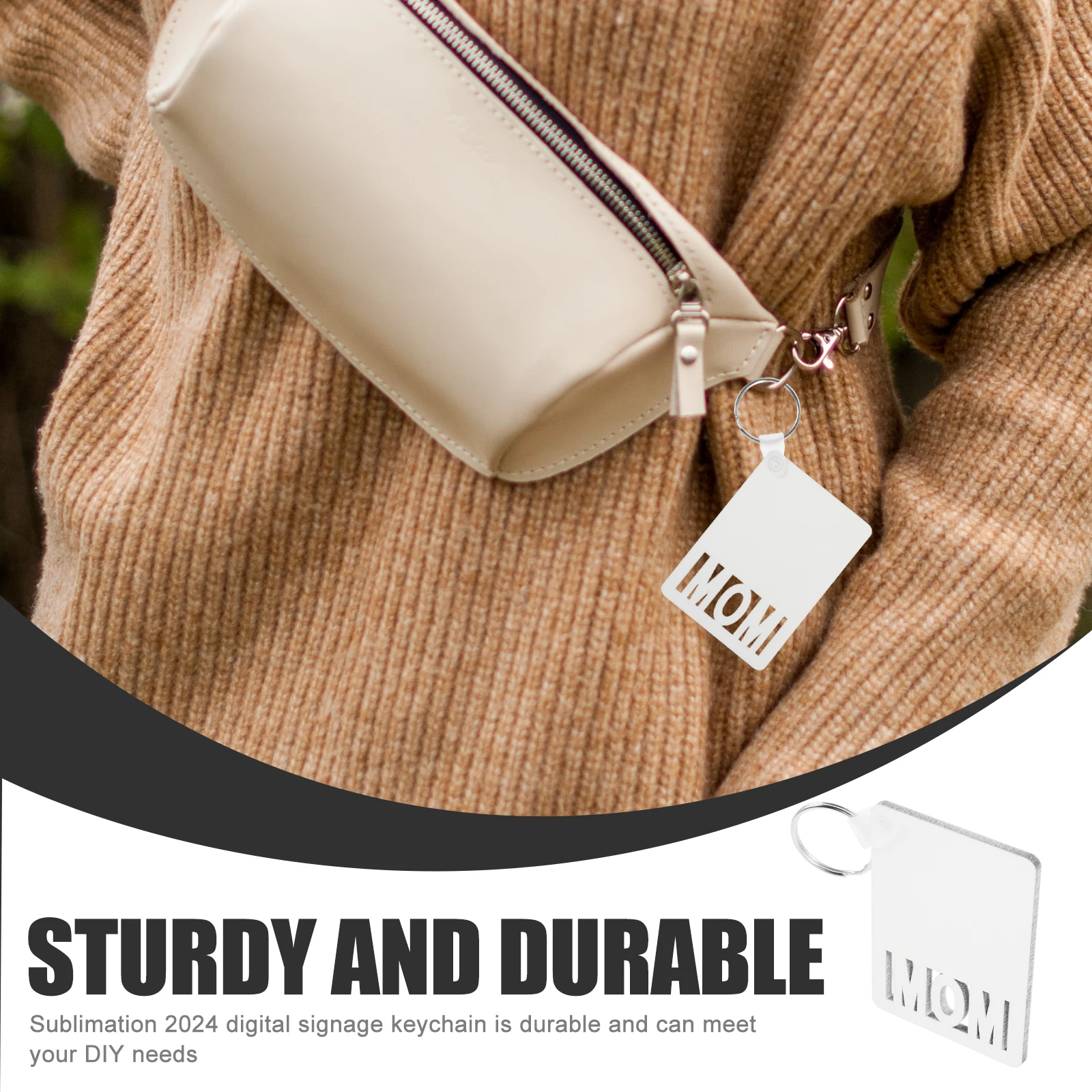 

6 Pcs Mother Keychain Souvenirs Mum Gifts Rings White Sublimation Keychains Work