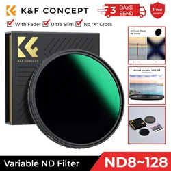 K&F CONCEPT ND8-ND128 Variable ND Filter 52mm 58mm 62mm 67mm 72mm 77mm 82mm NO X Spot Fade Neutral Density Filter For Camera Len