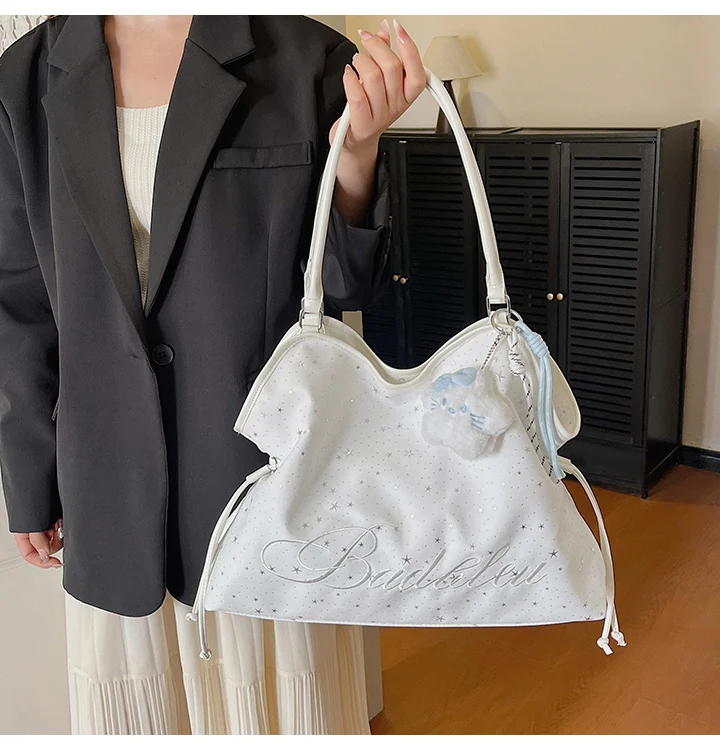 Y2k Fashion Letter Printing Pattern Shoulder Bag for Women 2026 Sweet Girls Vintage Casual Tote Bag Handbags Large Capacity Bag