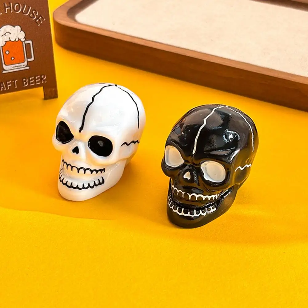 Skull Decoration Halloween Skull Decoration Resin Ornament Haunted House Table Centerpiece Black White Spooky Skeleton Party Sma