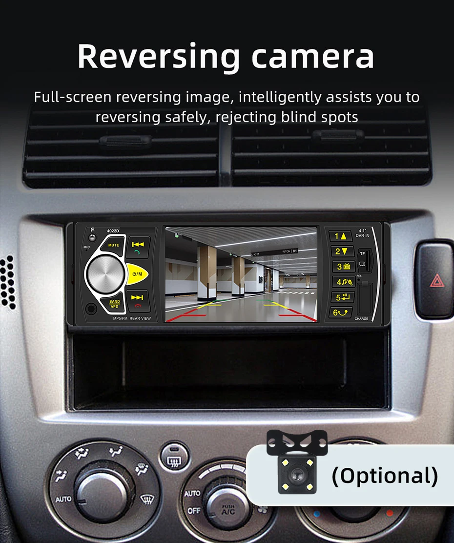 Navifly 1 Din 4.1 "مشغل MP5 الوسائط المتعددة العالمي راديو FM USB عكس الكاميرا لشركة فولكس فاجن بيجو رينو فيات لادا سيتروين مازدا