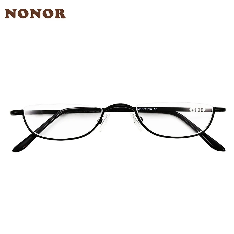 NONOR Half Frame Metal Reading Glasses Men Presbyopic Glasses Half Rim Women Glasses Unisex Eyeglasses Men Reading Glasses 1.5