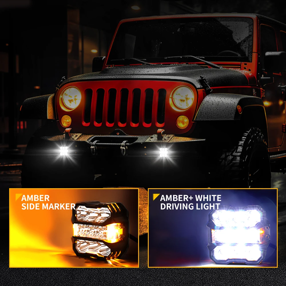 5PCS 12&16 LED Car Cab Roof Marker Lights External Clear/Smoked Lens Lamps for Truck SUV 12V Driving Light Waterproof IP68