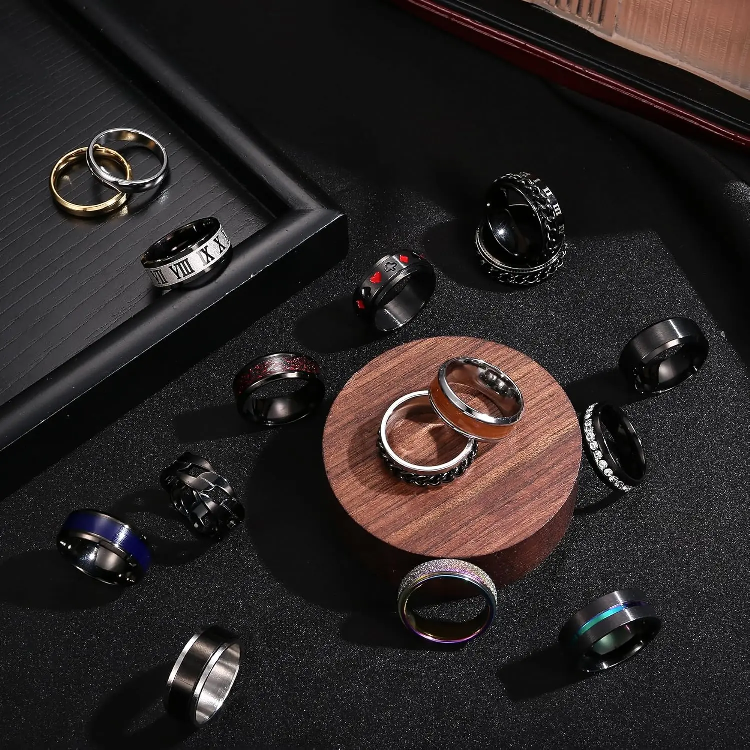 

Bobisty 16Pcs Stainless Steel Fidget Rings for Men Women Stress Anxiety Relief Spinner Rings Set for Wedding Promise Rings Pack