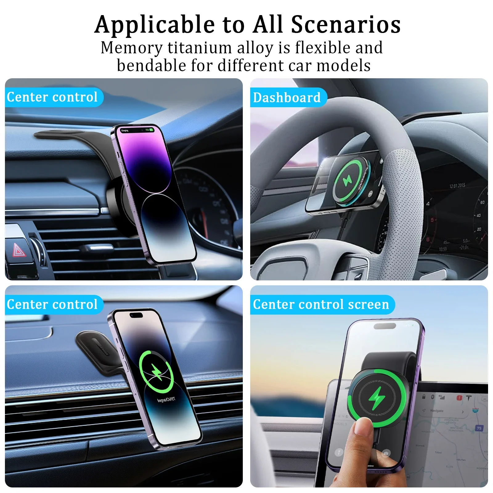 Almohadilla de cargador inalámbrico magnético para coche, soporte adhesivo para salpicadero para iPhone 15, 14, 13, 12 Pro Max, estación de carga rápida Tesla