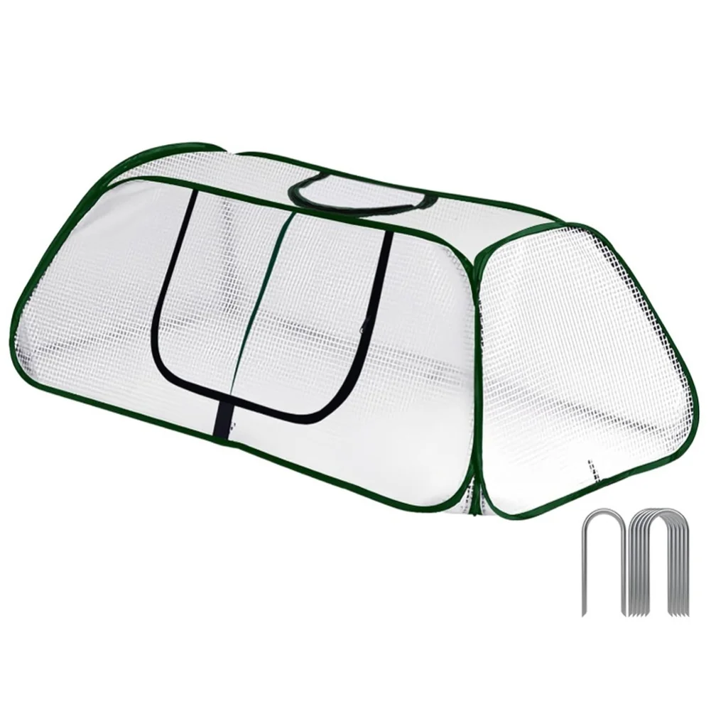 White PE Garden Row Cover With Zipper Door Plant Greenhouse For Vegetable Fruit Growing Frost Protection Outdoor Indoor Use