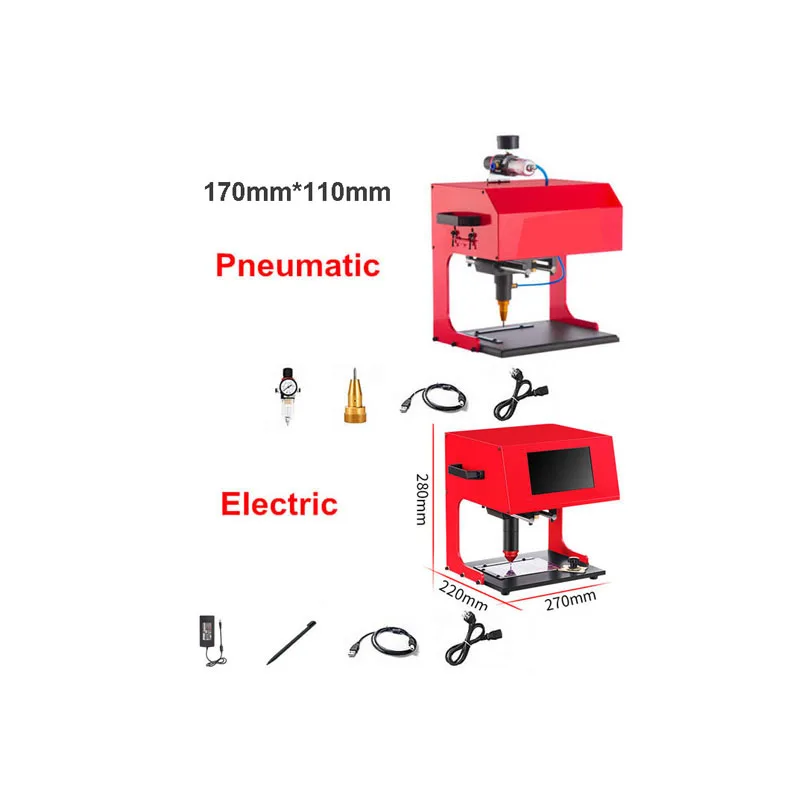 

LCD Display Portable Metal Pneumatic/Electric Dot Peen Marking Machine For VIN Code(170*110mm) Plotter Printer Coding Machine