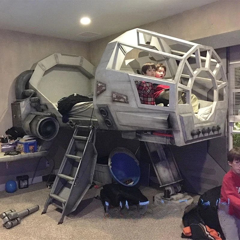 Customized creative furniture spaceship bed, theme hotel furniture modeling bed