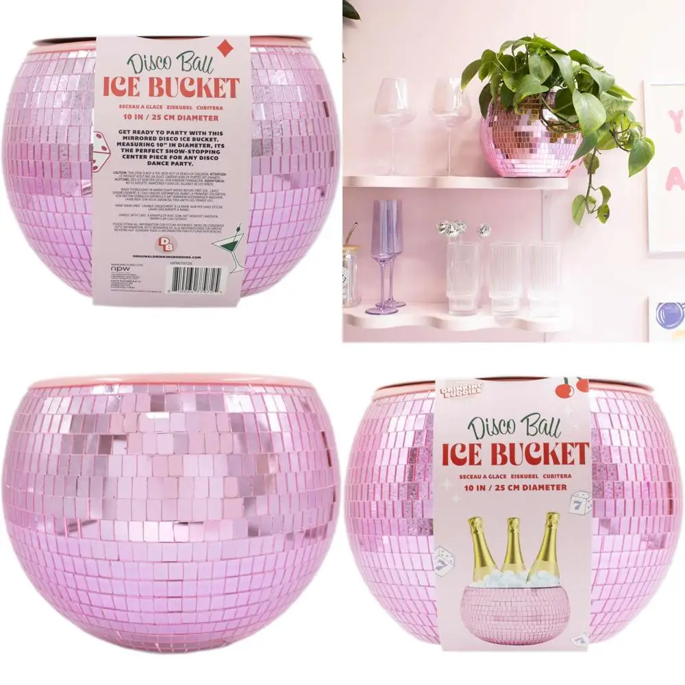 

Glittering Disco Ball Ice Bucket - Festive Christmas Decor & Bachelorette Party Gift, Sparkling Champagne Cooler for Girls' Nigh