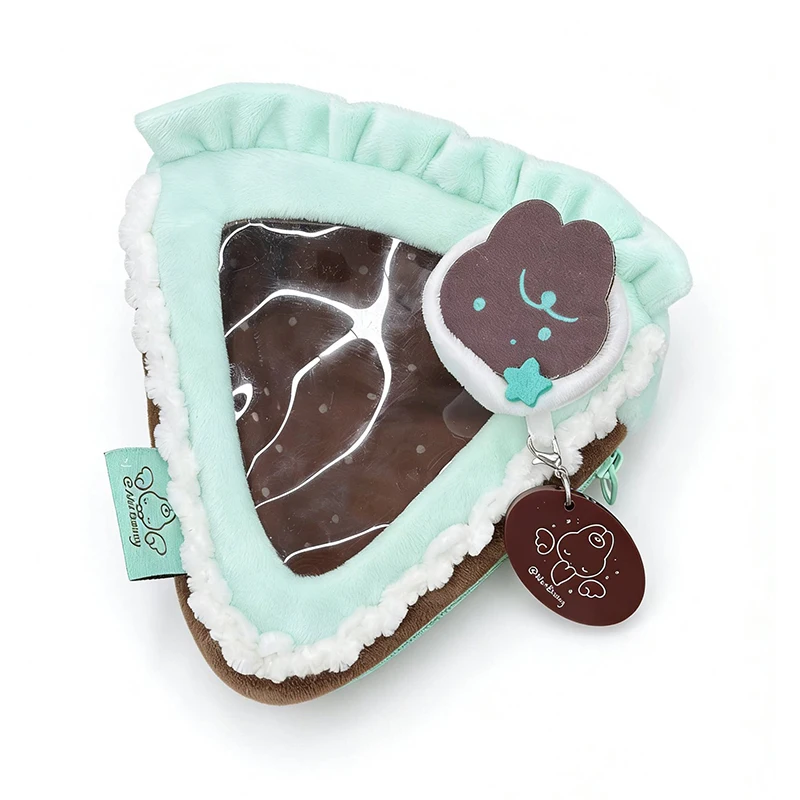 Lolita Women Ruffled Cake Coin Purse Transparent Window Display Storage Pendant Small Bag Triangle Portable Fashion Storage Bag