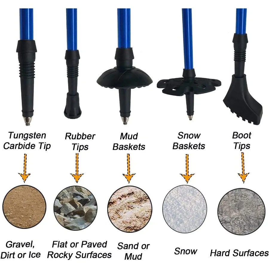 Aihoye المشي لمسافات طويلة أقطاب الرحلات 2 حزمة قابلة للطي خفيفة الوزن المضادة للصدمات عصي المشي قابل للتعديل المشي لمسافات طويلة القطب للرجال والنساء #5
