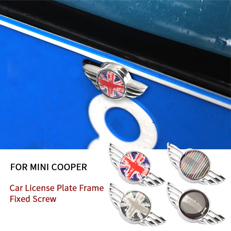 

4pcs/set Car License Plate Frame Fixed Screw For Mini Cooper Car License Plate Metal Decoration Screw Stickers