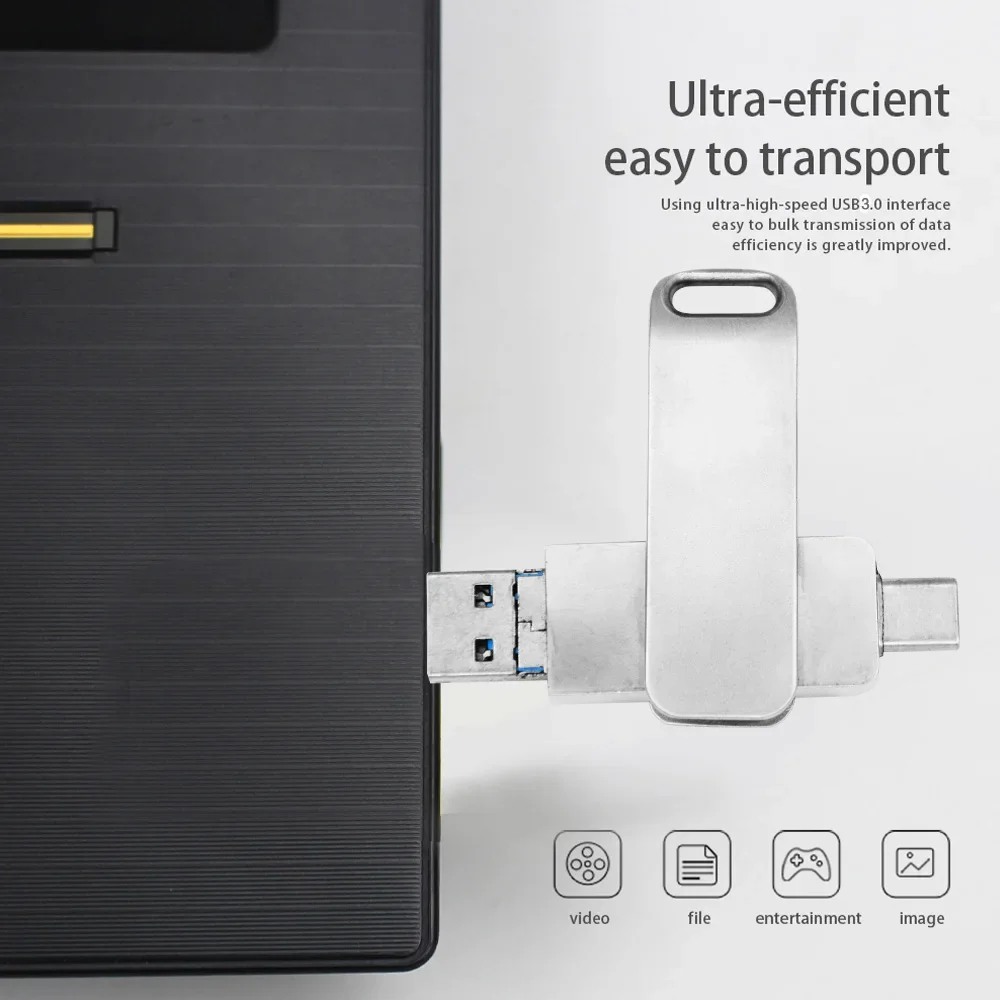 Chiavetta USB 3.0 girevole in metallo per chiavetta musicale per auto 64 GB Memory Stick con capacità reale 32 GB 16 GB 8 GB Portachiavi gratuito Disco U